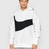 Nike Άνδρες Μπλούζες Χωρίς Φερμουάρ Μπλούζα Sportswear Swoosh Tech Fleece DD8222 Λευκό Regular Fit